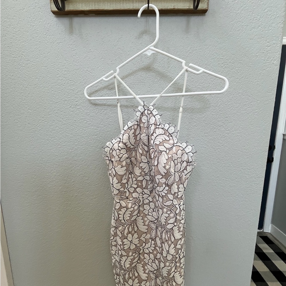 Lulu's White and Cream Lace Dress